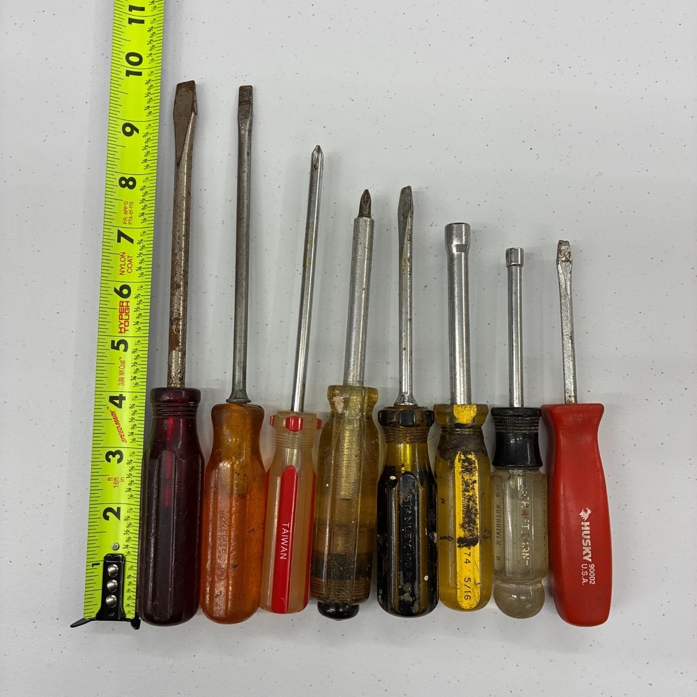 Vintage Screwdriver Nutdriver Lot of 8 Mixed Stanley Craftsman Husky Tools